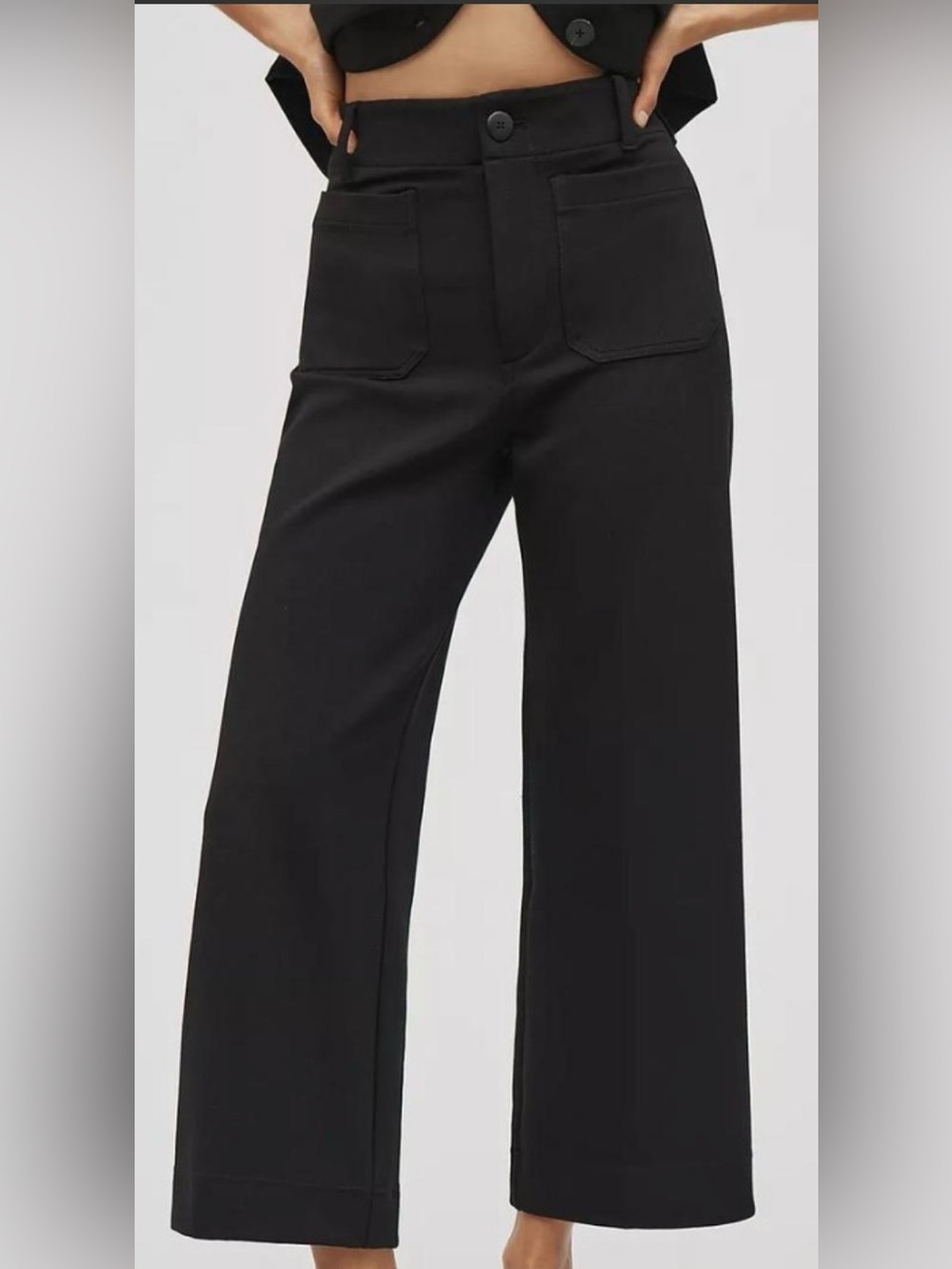 Anthropology Mauve “The Collette” Cropped Wide-leg Pants in  Black/Noir